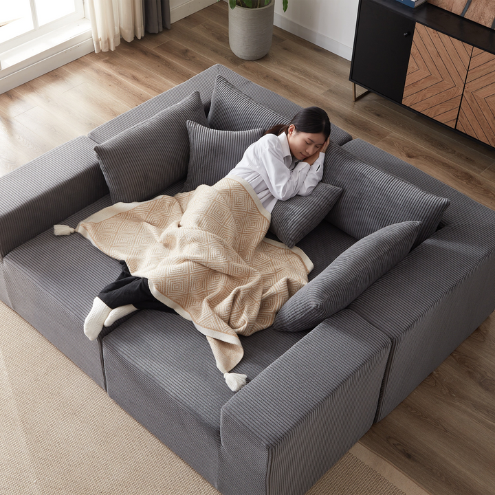 Buy farmhouse furniture La Kei • Upholstered European Farmhouse Style Modular L Shaped Sectional Sofa - Modern Cottage Farmhouse Furniture