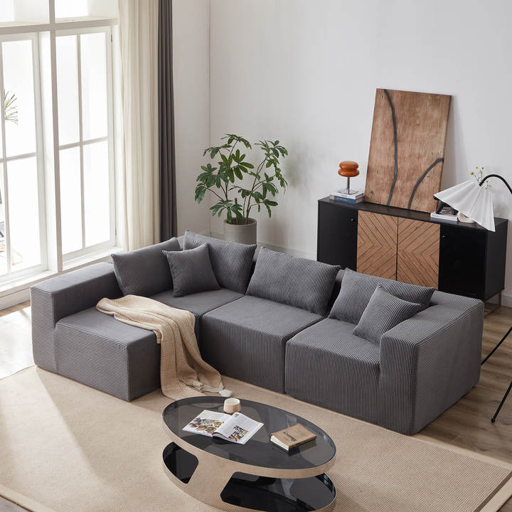 Buy farmhouse furniture La Kei • Upholstered European Farmhouse Style Modular L Shaped Sectional Sofa - Modern Cottage Farmhouse Furniture