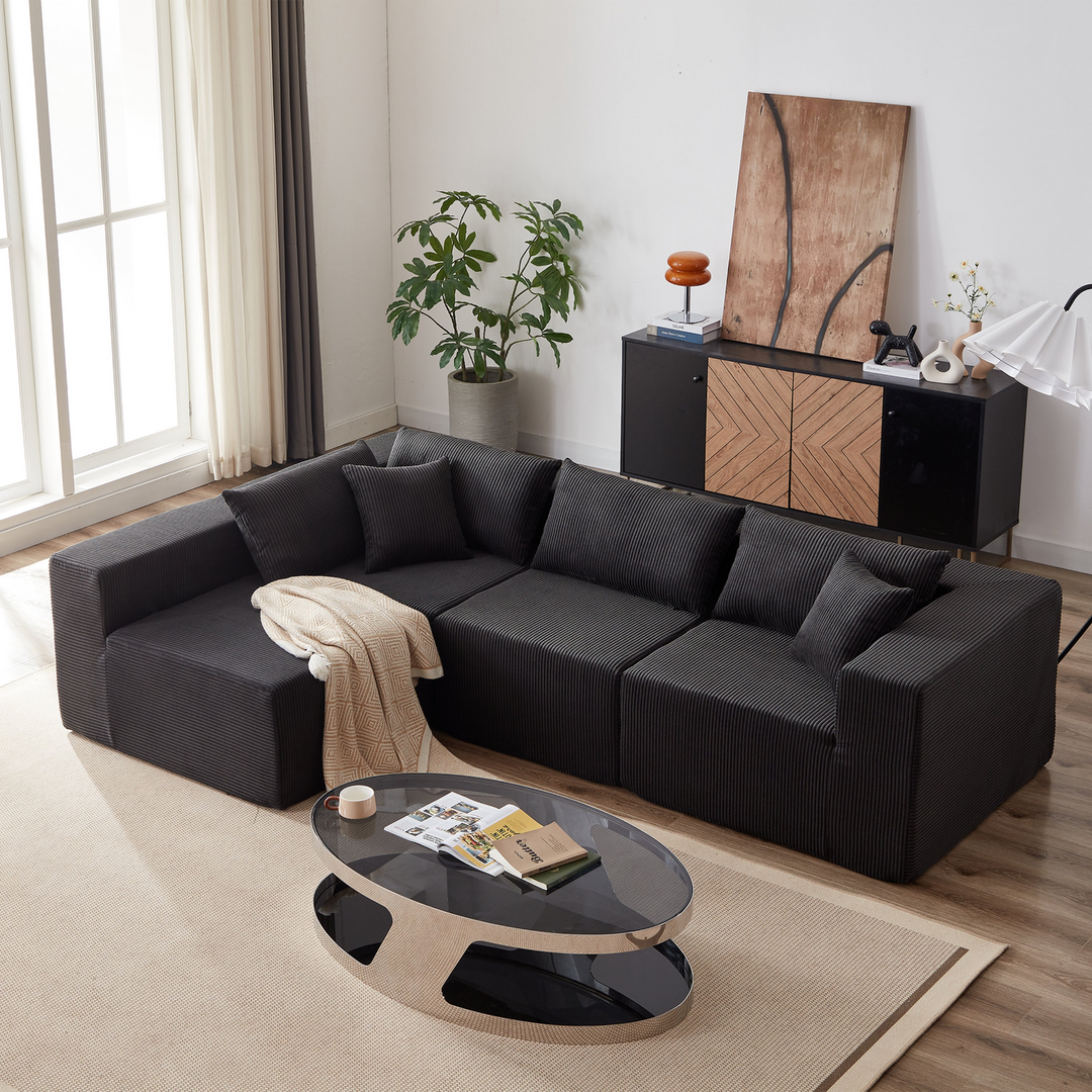 Buy farmhouse furniture La Kei • Upholstered European Farmhouse Style Modular L Shaped Sectional Sofa - Modern Cottage Farmhouse Furniture