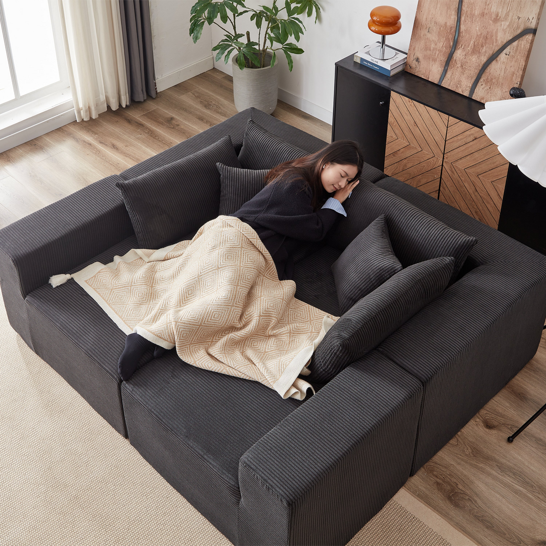 Buy farmhouse furniture La Kei • Upholstered European Farmhouse Style Modular L Shaped Sectional Sofa - Modern Cottage Farmhouse Furniture