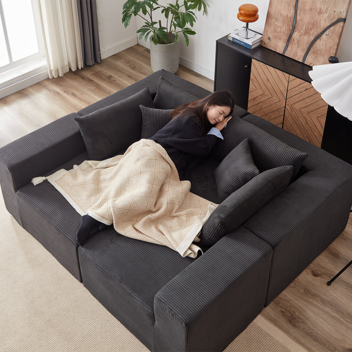 Buy farmhouse furniture La Kei • Upholstered European Farmhouse Style Modular L Shaped Sectional Sofa - Modern Cottage Farmhouse Furniture