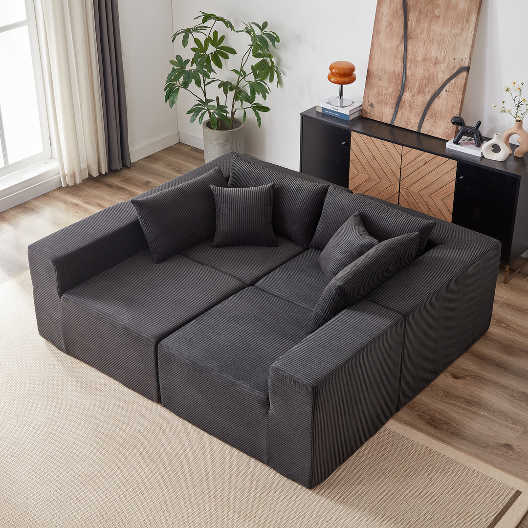 Buy farmhouse furniture La Kei • Upholstered European Farmhouse Style Modular L Shaped Sectional Sofa - Modern Cottage Farmhouse Furniture