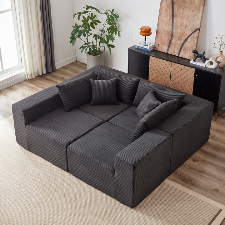 Buy farmhouse furniture La Kei • Upholstered European Farmhouse Style Modular L Shaped Sectional Sofa - Modern Cottage Farmhouse Furniture