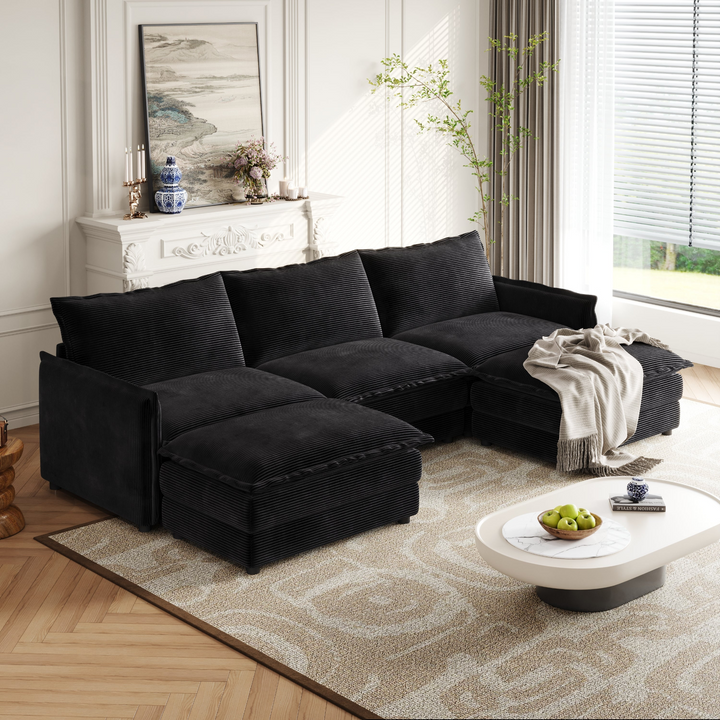 Buy farmhouse furniture La Brisa Mediterranean Upholstery Cloud Modular Sectional - Modern Cottage Farmhouse Furniture