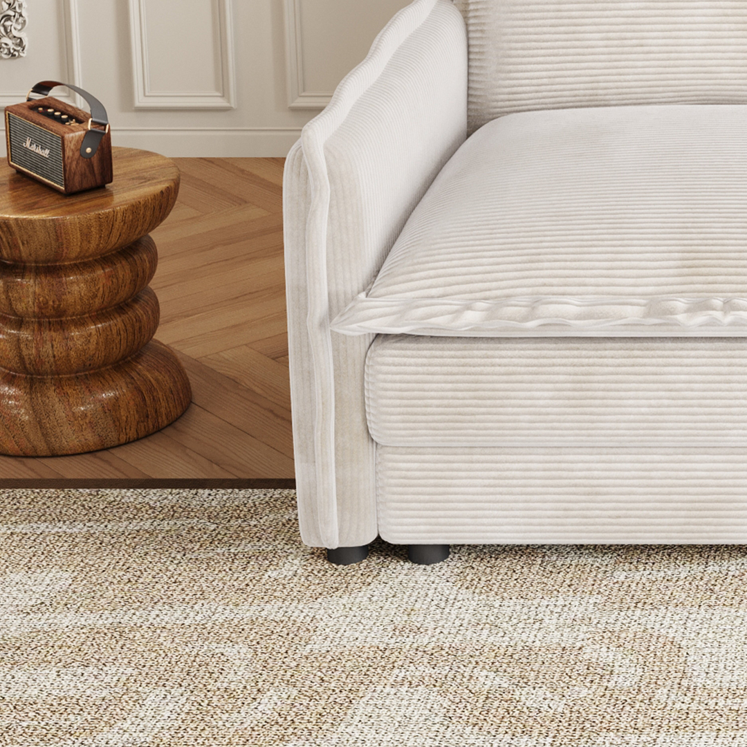 Buy farmhouse furniture Harper | U-Shaped Modular Sofa Sectional | Beige Corduroy Farmhouse Couch with Ottoman - Modern Cottage Farmhouse Furniture