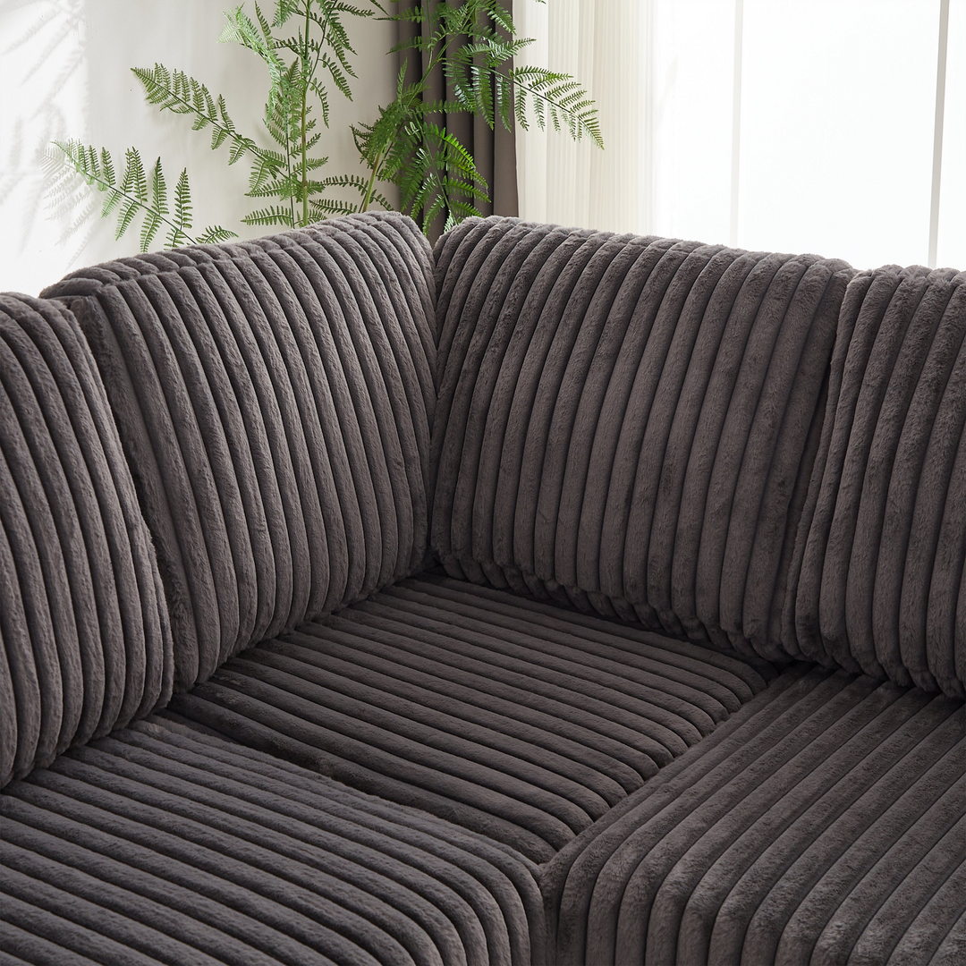 Buy farmhouse furniture Oversized Corduroy L-Shaped Corner Sofa with Storage, USB &amp; Cup Holder - Modern Cottage Farmhouse Furniture