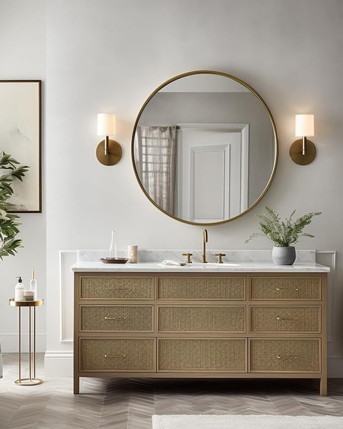 Buy farmhouse furniture Modern Farmhouse Bathroom Mirror | Round Metal Frame, 39 Inch - Modern Cottage Farmhouse Furniture