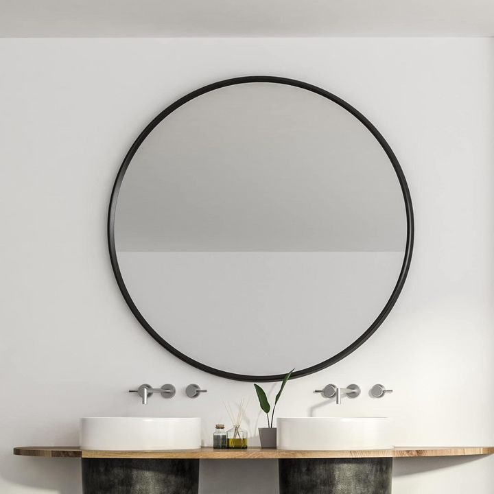 Buy farmhouse furniture Modern Farmhouse Bathroom Mirror | Round Metal Frame, 39 Inch - Modern Cottage Farmhouse Furniture