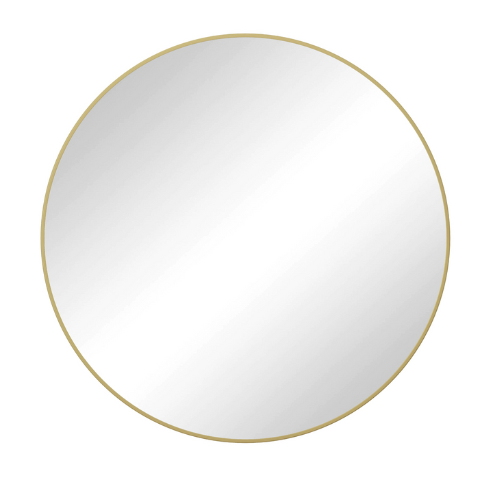 Buy farmhouse furniture Sleek Circular Italian Metal-Framed Wall Mirror - Round Vanity Dressing Mirror for Home Decor - Modern Cottage Farmhouse Furniture
