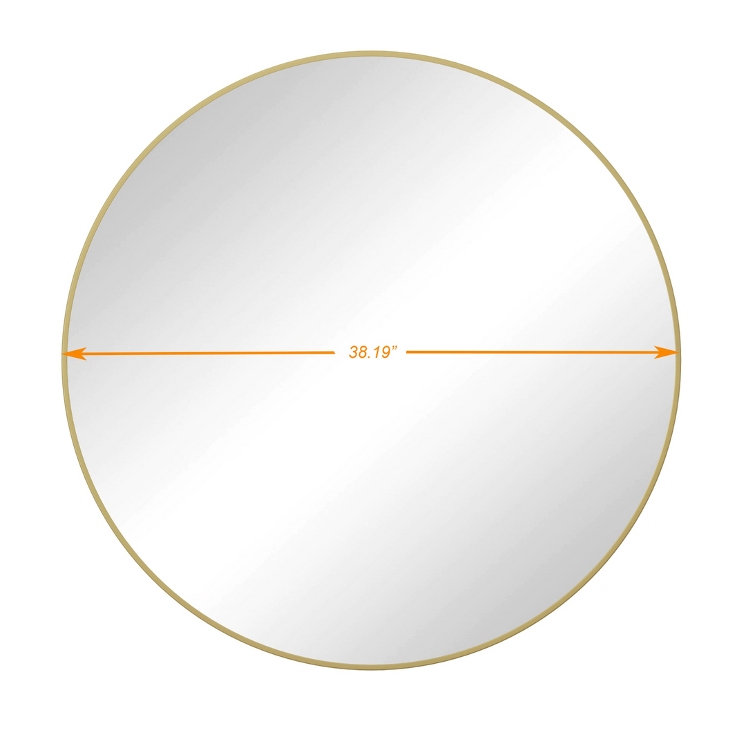 Buy farmhouse furniture Sleek Circular Italian Metal-Framed Wall Mirror - Round Vanity Dressing Mirror for Home Decor - Modern Cottage Farmhouse Furniture