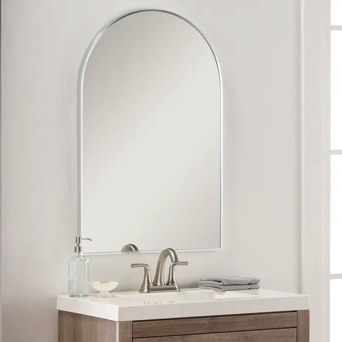Buy farmhouse furniture Arched Bathroom Mirror | 20×30" Black Metal Frame, Wall Mounted - Modern Cottage Farmhouse Furniture