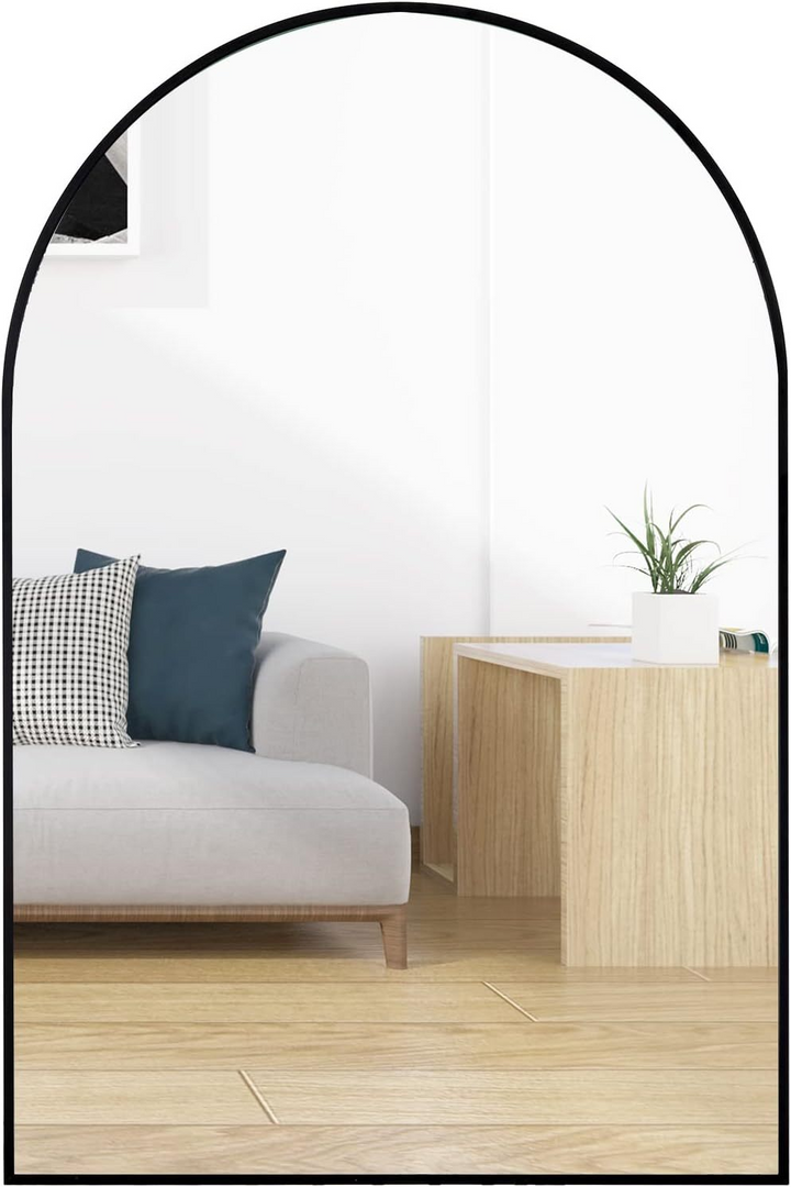 Buy farmhouse furniture Arched Bathroom Mirror | 20×30" Black Metal Frame, Wall Mounted - Modern Cottage Farmhouse Furniture