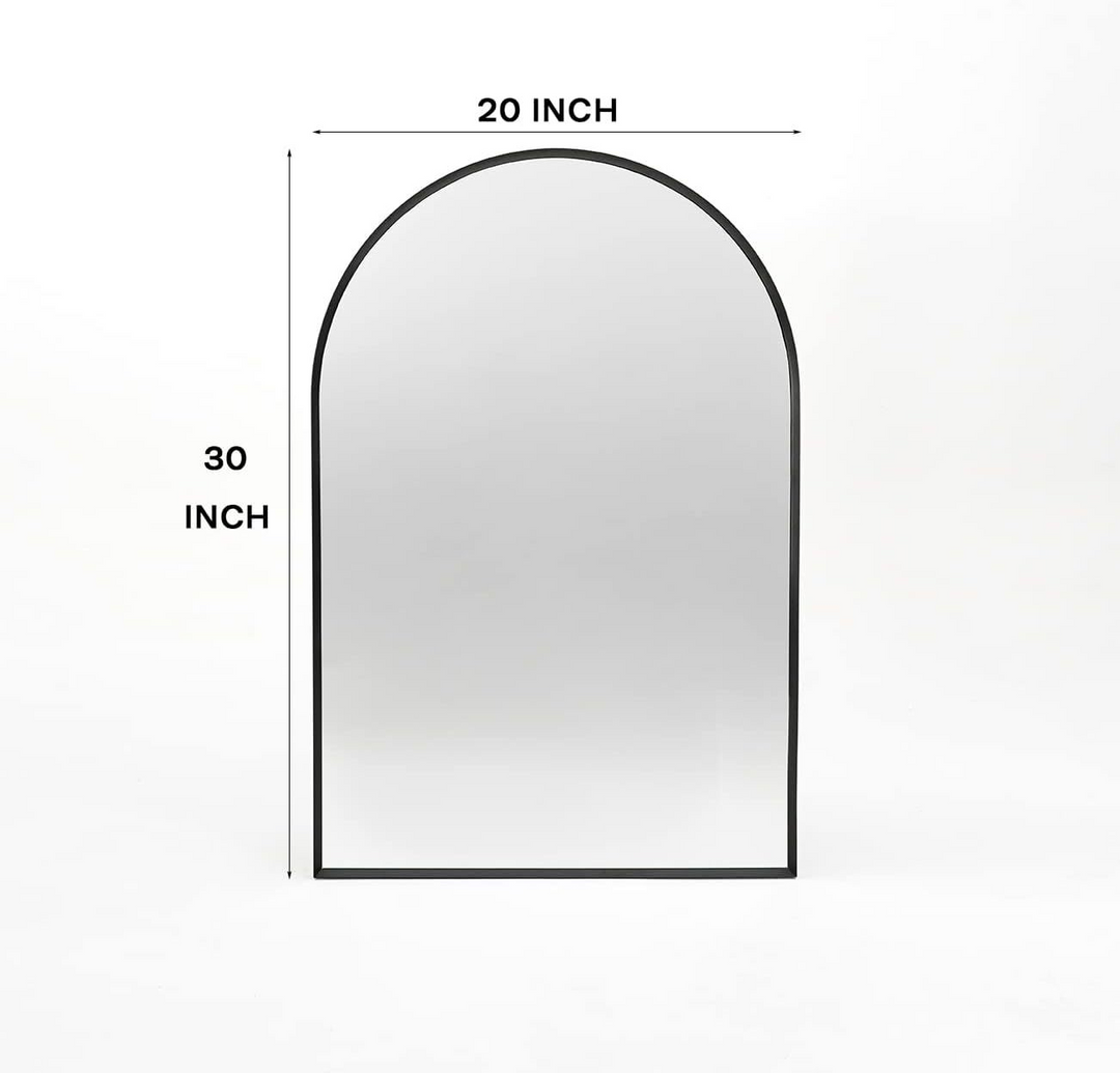 Buy farmhouse furniture Arched Bathroom Mirror | 20×30" Black Metal Frame, Wall Mounted - Modern Cottage Farmhouse Furniture
