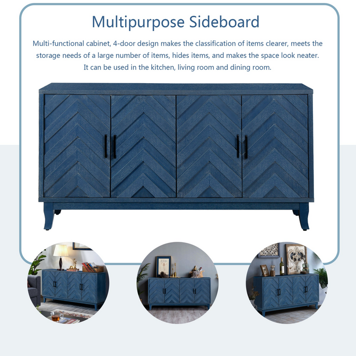 Buy farmhouse furniture Mediterranean Blue Lacquered Wooden Modern Farmhouse Buffet Cabinet Sideboard - Modern Cottage Farmhouse Furniture