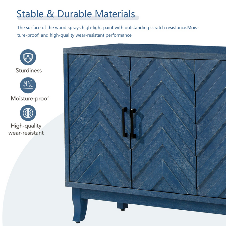 Buy farmhouse furniture Mediterranean Blue Lacquered Wooden Modern Farmhouse Buffet Cabinet Sideboard - Modern Cottage Farmhouse Furniture