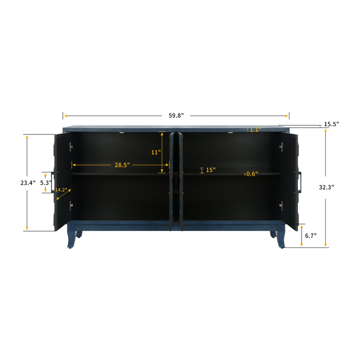 Buy farmhouse furniture Mediterranean Blue Lacquered Wooden Modern Farmhouse Buffet Cabinet Sideboard - Modern Cottage Farmhouse Furniture