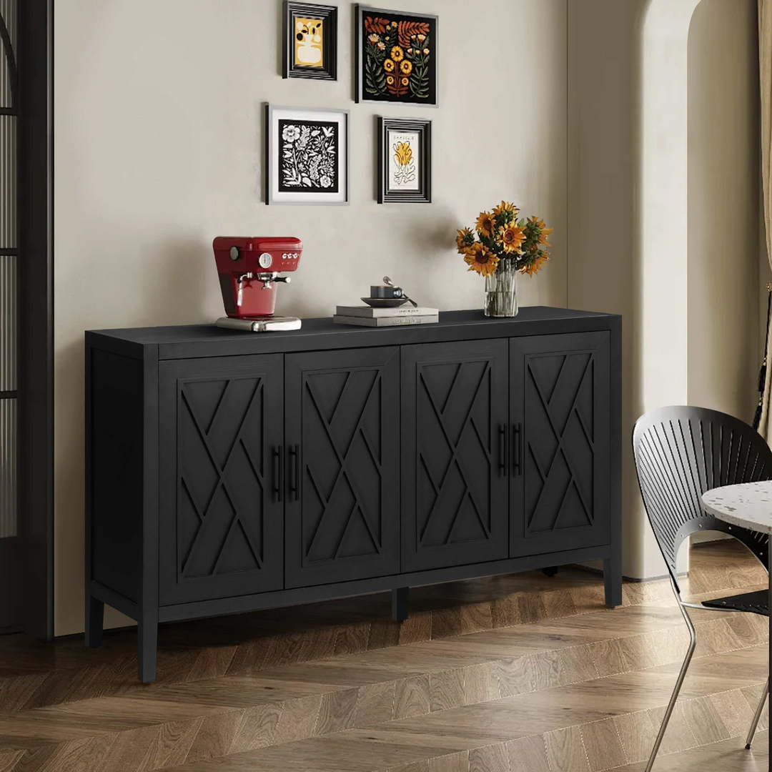 Buy farmhouse furniture Mediterranean Blue Lacquered Wooden Modern Farmhouse Buffet Cabinet Sideboard - Modern Cottage Farmhouse Furniture