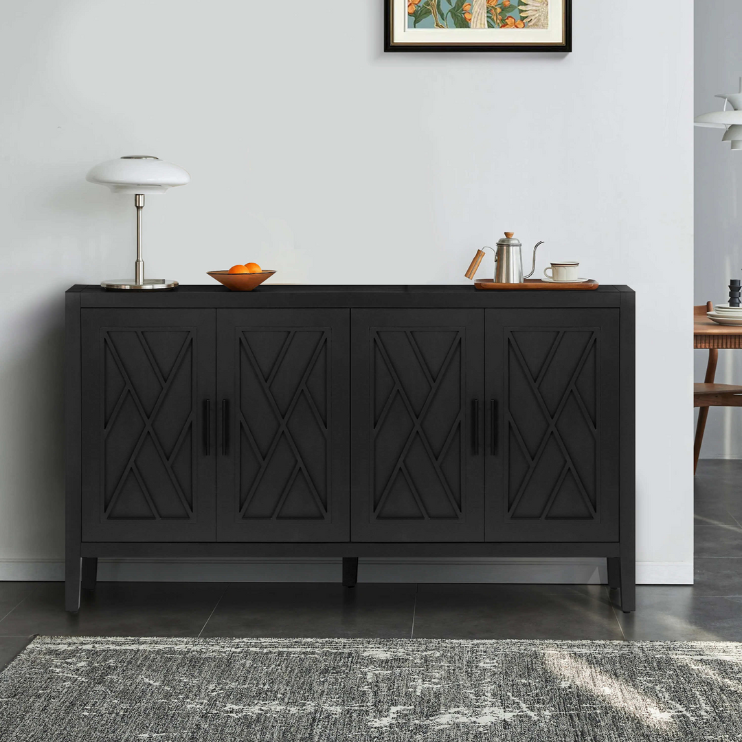 Buy farmhouse furniture Mediterranean Blue Lacquered Wooden Modern Farmhouse Buffet Cabinet Sideboard - Modern Cottage Farmhouse Furniture