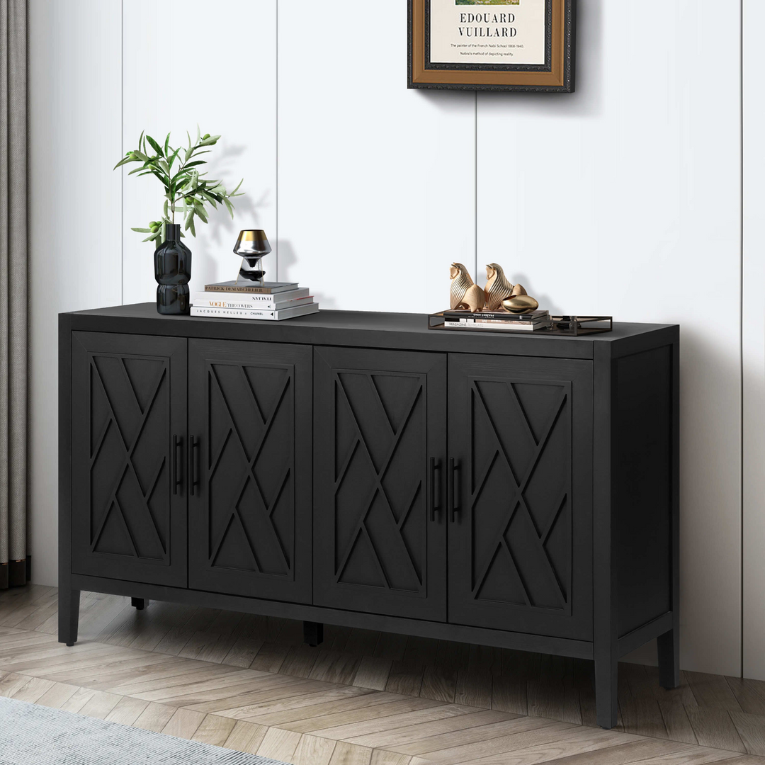 Buy farmhouse furniture Mediterranean Blue Lacquered Wooden Modern Farmhouse Buffet Cabinet Sideboard - Modern Cottage Farmhouse Furniture