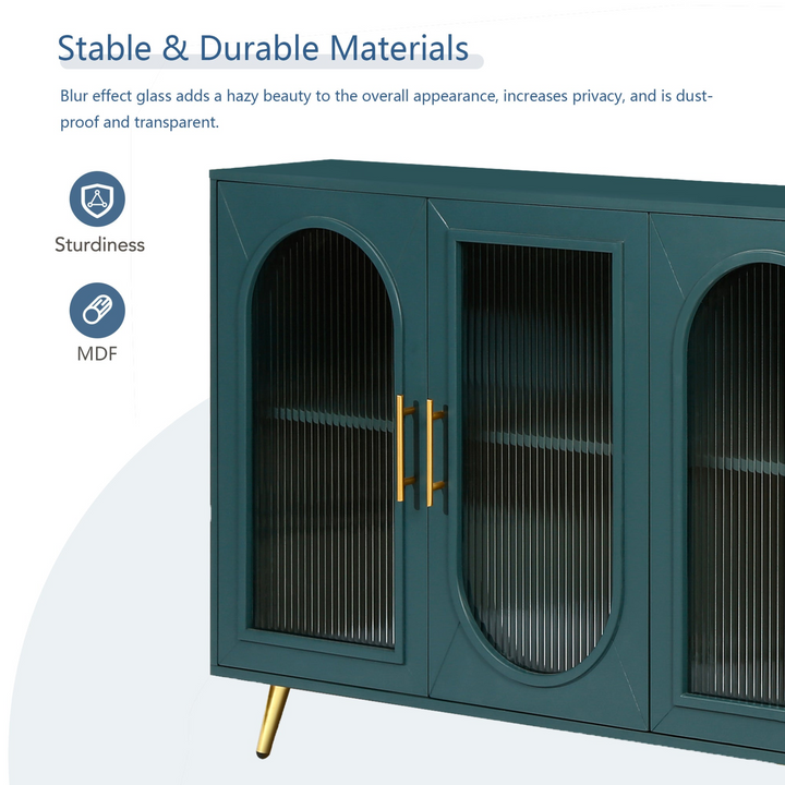 Buy farmhouse furniture Teal TV Stand for 65+ Inch TV Console with Storage Cabinet &amp; Shelves for Living Room - Modern Cottage Farmhouse Furniture
