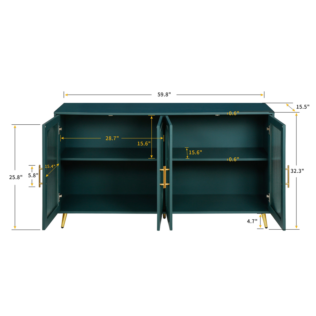 Buy farmhouse furniture Teal TV Stand for 65+ Inch TV Console with Storage Cabinet &amp; Shelves for Living Room - Modern Cottage Farmhouse Furniture