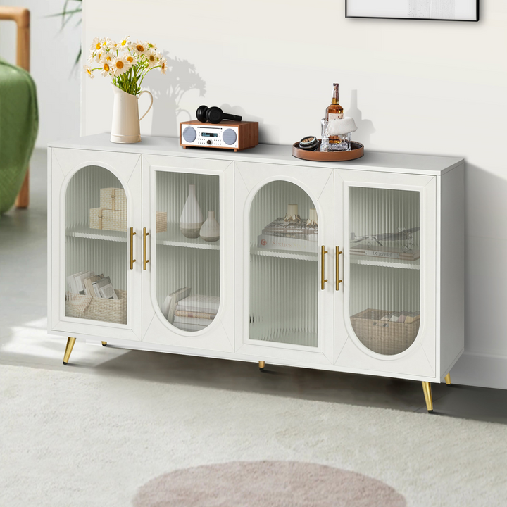 Buy farmhouse furniture Teal TV Stand for 65+ Inch TV Console with Storage Cabinet &amp; Shelves for Living Room - Modern Cottage Farmhouse Furniture