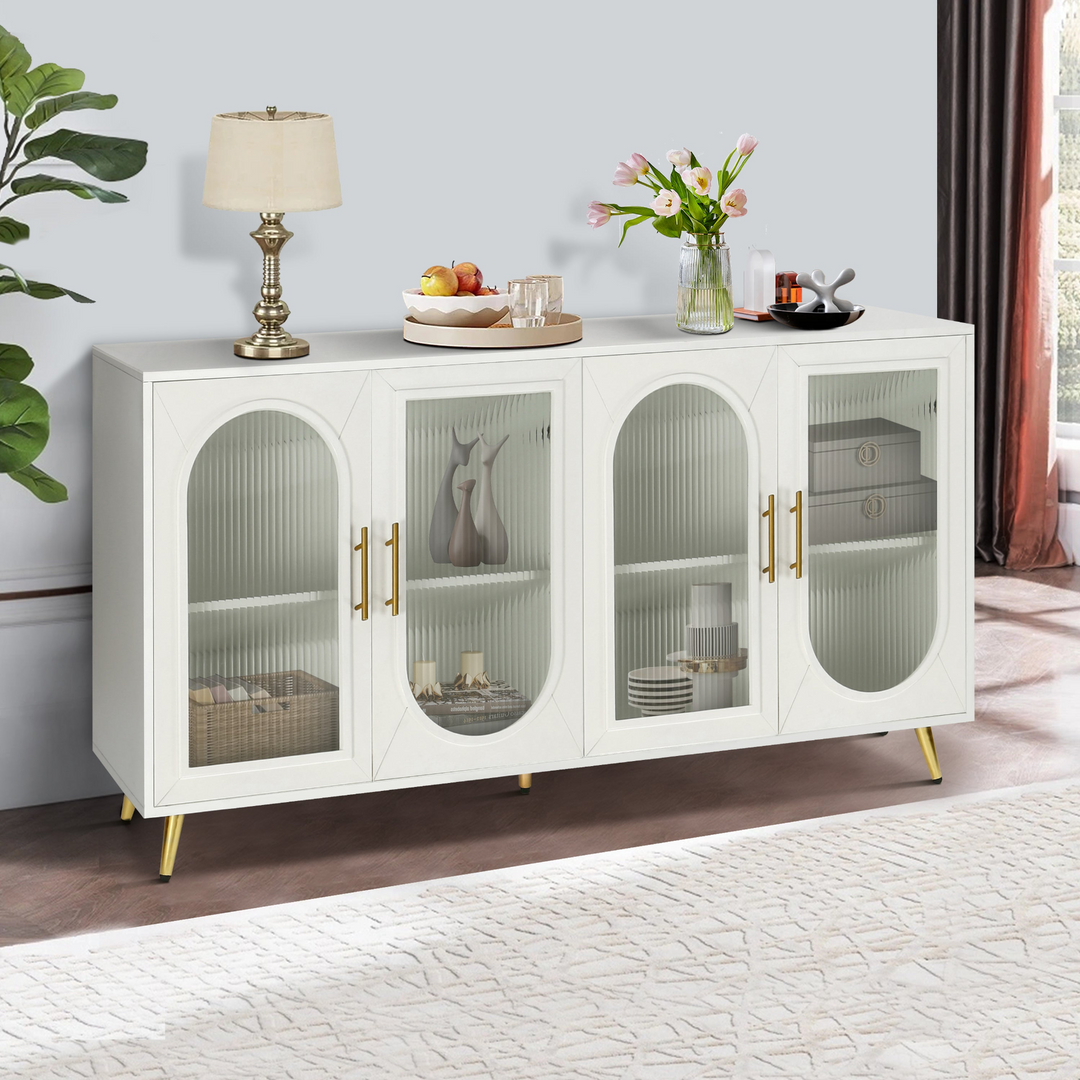 Buy farmhouse furniture Teal TV Stand for 65+ Inch TV Console with Storage Cabinet &amp; Shelves for Living Room - Modern Cottage Farmhouse Furniture