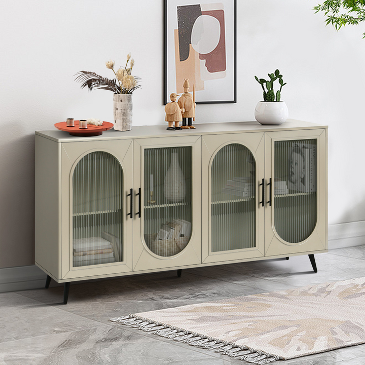 Buy farmhouse furniture Teal TV Stand for 65+ Inch TV Console with Storage Cabinet &amp; Shelves for Living Room - Modern Cottage Farmhouse Furniture