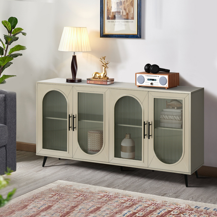 Buy farmhouse furniture Teal TV Stand for 65+ Inch TV Console with Storage Cabinet &amp; Shelves for Living Room - Modern Cottage Farmhouse Furniture