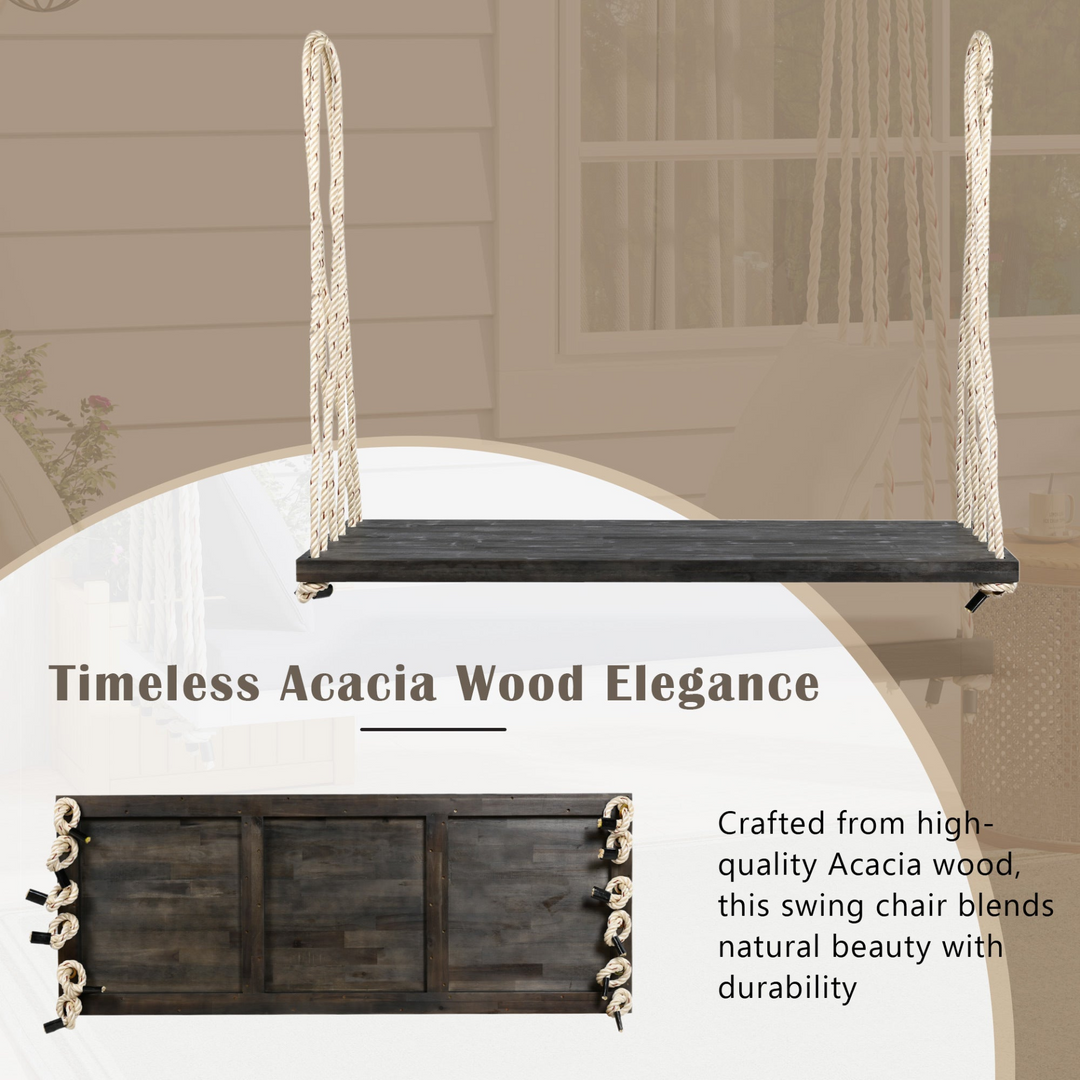 Buy farmhouse furniture Patio Wooden Swing Chair Hanging Porch Swing Bench with Cushion &amp; Pillows - Modern Cottage Farmhouse Furniture