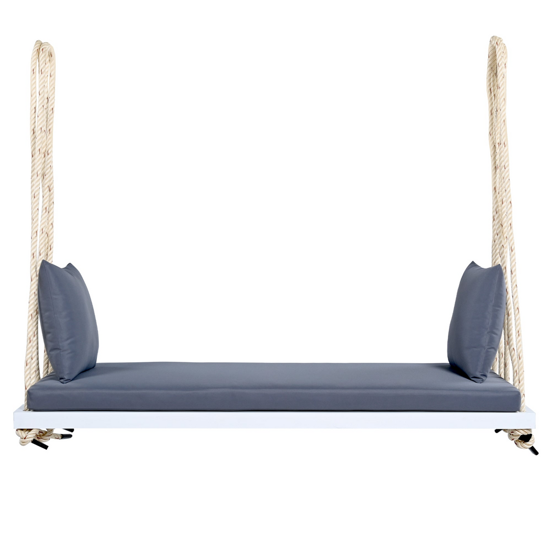 Buy farmhouse furniture Patio Wooden Swing Chair Hanging Porch Swing Bench with Cushion &amp; Pillows - Modern Cottage Farmhouse Furniture