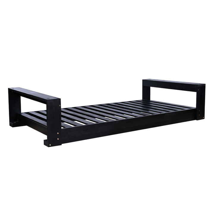 Buy farmhouse furniture Twin Size Porch Swing Bed - Premium Acacia Wood Frame with Durable Hemp Ropes for Backyard Relaxation - Modern Cottage Farmhouse Furniture