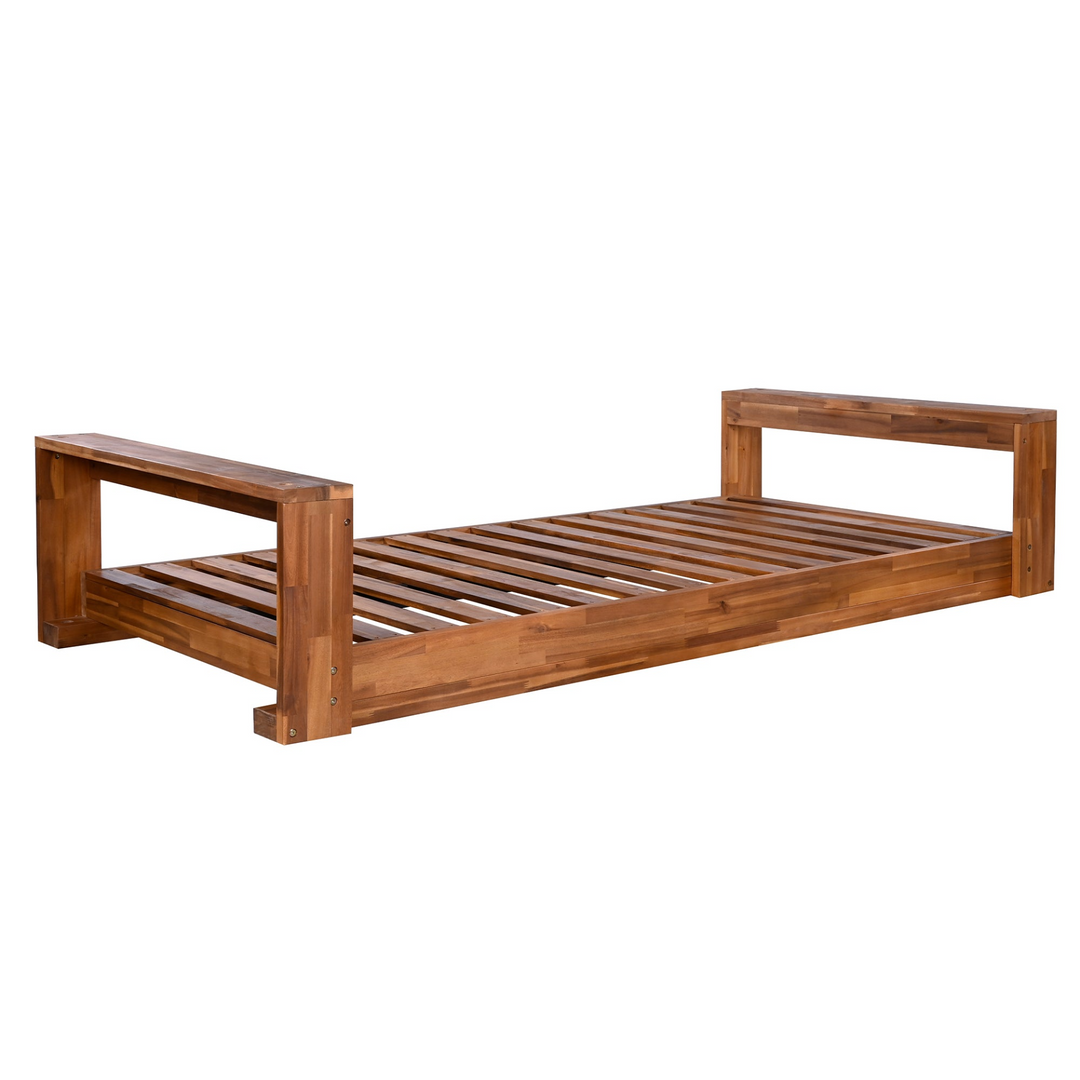 Buy farmhouse furniture Twin Size Porch Swing Bed - Premium Acacia Wood Frame with Durable Hemp Ropes for Backyard Relaxation - Modern Cottage Farmhouse Furniture