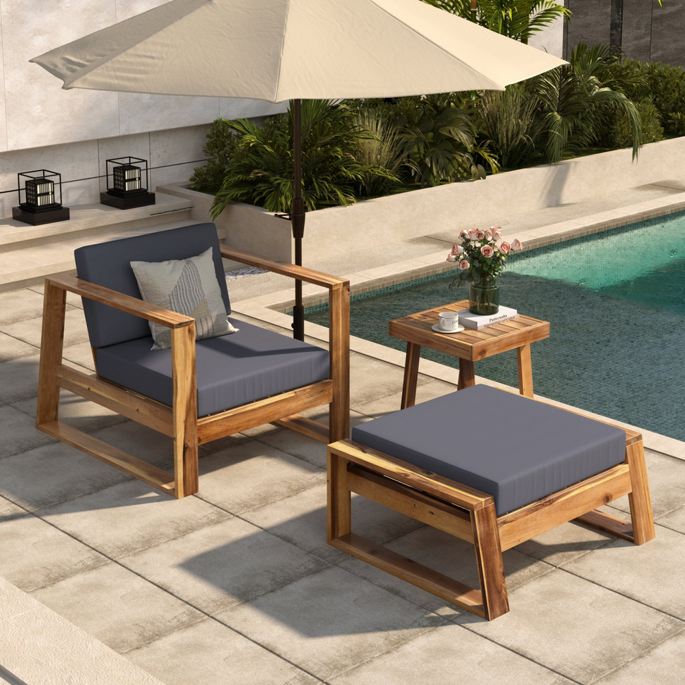 Buy farmhouse furniture Acacia Wood Outdoor Lounge Set | Patio, Balcony & Garden Furniture with Cushions - Modern Cottage Farmhouse Furniture
