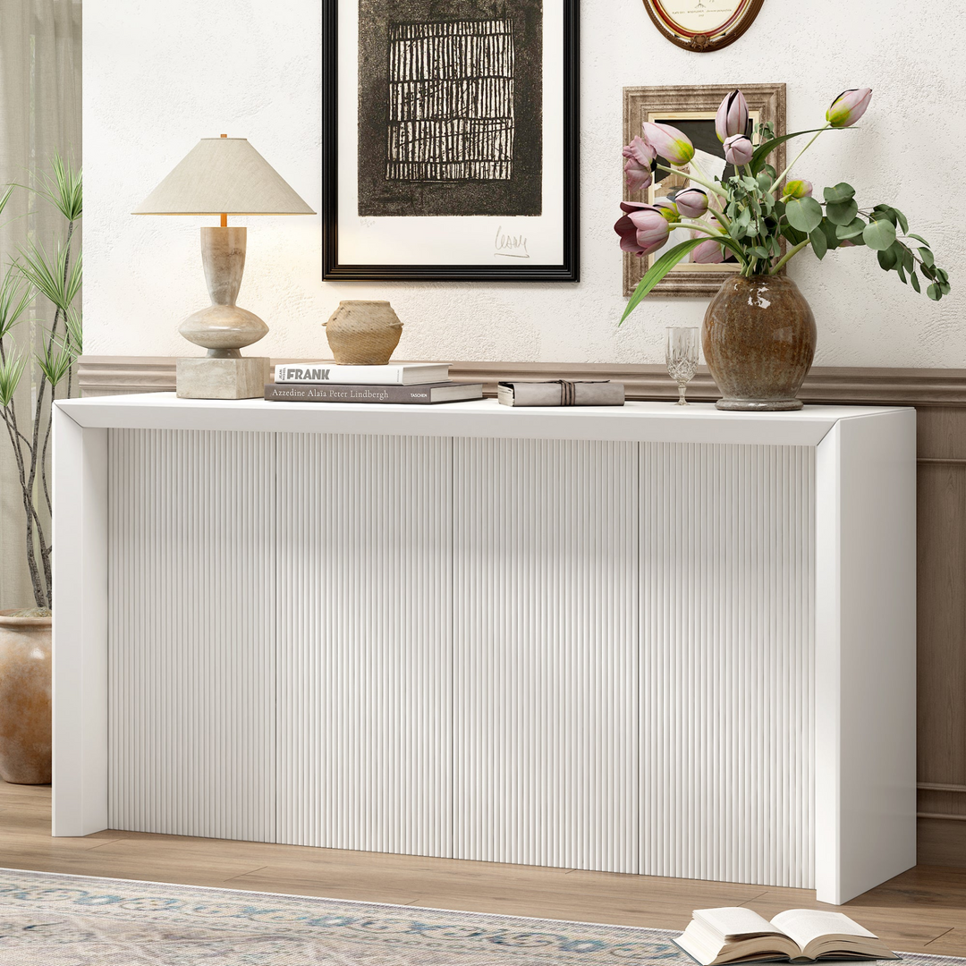 Buy farmhouse furniture Kavala Greece Veneer Foyer Table with Wavy Design - Modern Mediterranean Home Accent Furniture - Modern Cottage Farmhouse Furniture