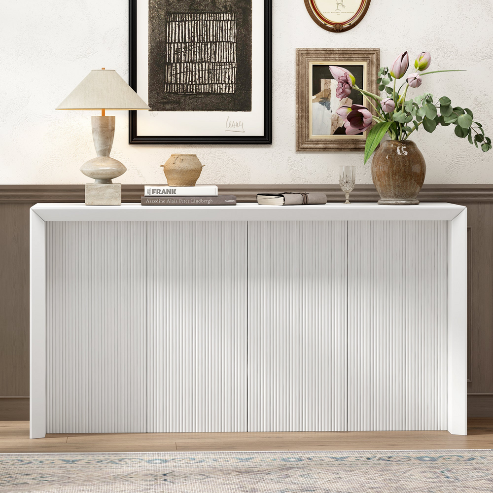 Buy farmhouse furniture Kavala Greece Veneer Foyer Table with Wavy Design - Modern Mediterranean Home Accent Furniture - Modern Cottage Farmhouse Furniture