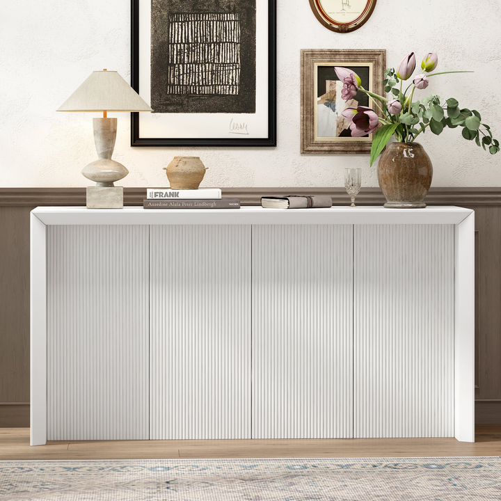 Buy farmhouse furniture Kavala Greece Veneer Foyer Table with Wavy Design - Modern Mediterranean Home Accent Furniture - Modern Cottage Farmhouse Furniture