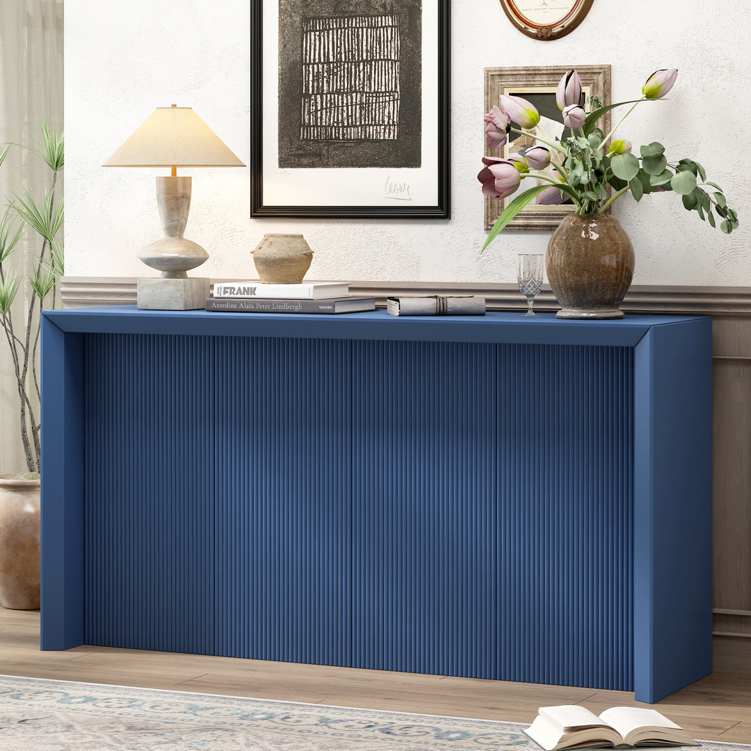 Buy farmhouse furniture Kavala Greece Veneer Foyer Table with Wavy Design - Modern Mediterranean Home Accent Furniture - Modern Cottage Farmhouse Furniture