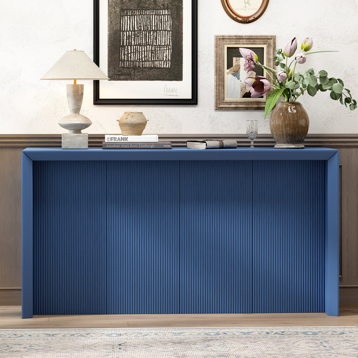 Buy farmhouse furniture Kavala Greece Veneer Foyer Table with Wavy Design - Modern Mediterranean Home Accent Furniture - Modern Cottage Farmhouse Furniture