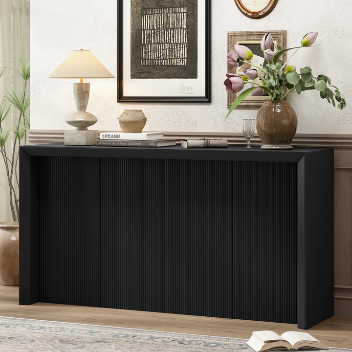 Buy farmhouse furniture Kavala Greece Veneer Foyer Table with Wavy Design - Modern Mediterranean Home Accent Furniture - Modern Cottage Farmhouse Furniture