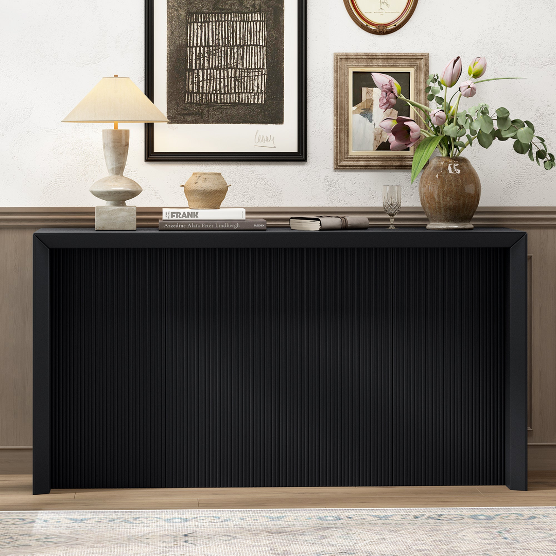 Buy farmhouse furniture Kavala Greece Veneer Foyer Table with Wavy Design - Modern Mediterranean Home Accent Furniture - Modern Cottage Farmhouse Furniture