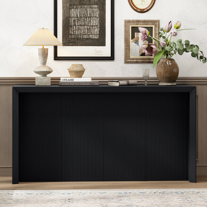 Buy farmhouse furniture Kavala Greece Veneer Foyer Table with Wavy Design - Modern Mediterranean Home Accent Furniture - Modern Cottage Farmhouse Furniture
