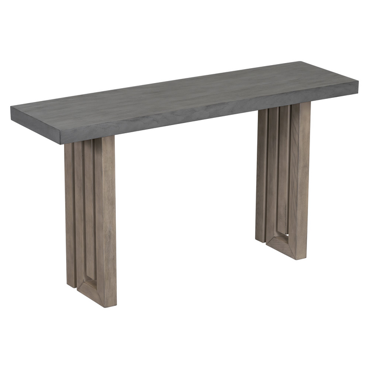 Buy farmhouse furniture Modern Oak Veneer Console Foyer Table with Distinctive Sculpted Side Shapes - Perfect for Entryway or Living Room - Modern Cottage Farmhouse Furniture