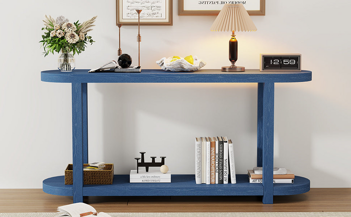 Buy farmhouse furniture Modern Minimalist Ash Veneer Entryway Table with Streamlined Desktop Design – Elegant Oval Top, Sturdy Storage Shelf, Easy Assembly - Modern Cottage Farmhouse Furniture