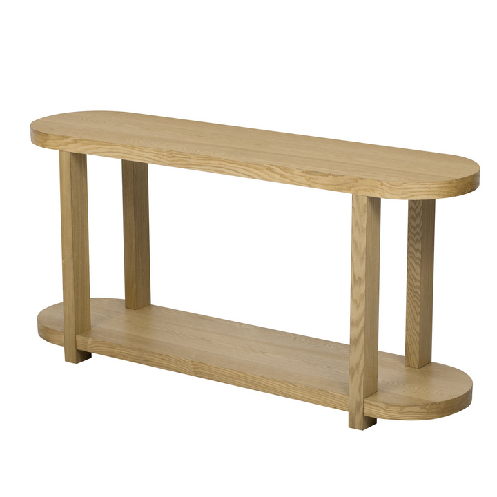 Buy farmhouse furniture Modern Minimalist Ash Veneer Entryway Table with Streamlined Desktop Design – Elegant Oval Top, Sturdy Storage Shelf, Easy Assembly - Modern Cottage Farmhouse Furniture