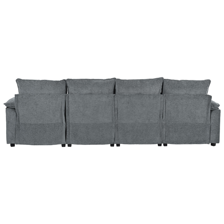 Buy farmhouse furniture U-Shaped Chenille Sectional Sofa with Adjustable Armrest and Pillows for Living Rooms, Offices - Modern Cottage Farmhouse Furniture