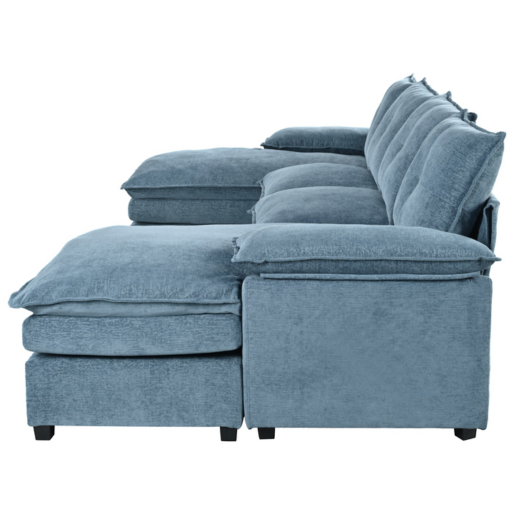 Buy farmhouse furniture U-Shaped Chenille Sectional Sofa with Adjustable Armrest and Pillows for Living Rooms, Offices - Modern Cottage Farmhouse Furniture