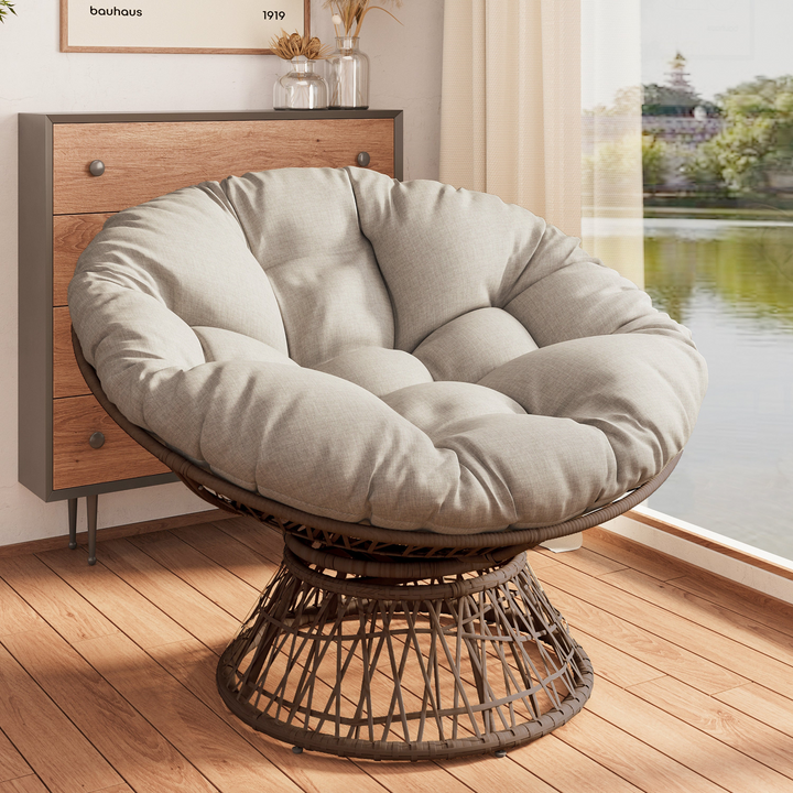 Buy farmhouse furniture Iron Frame Wicker Chair with Thick Cushion, Waterproof Cover - Modern Cottage Farmhouse Furniture