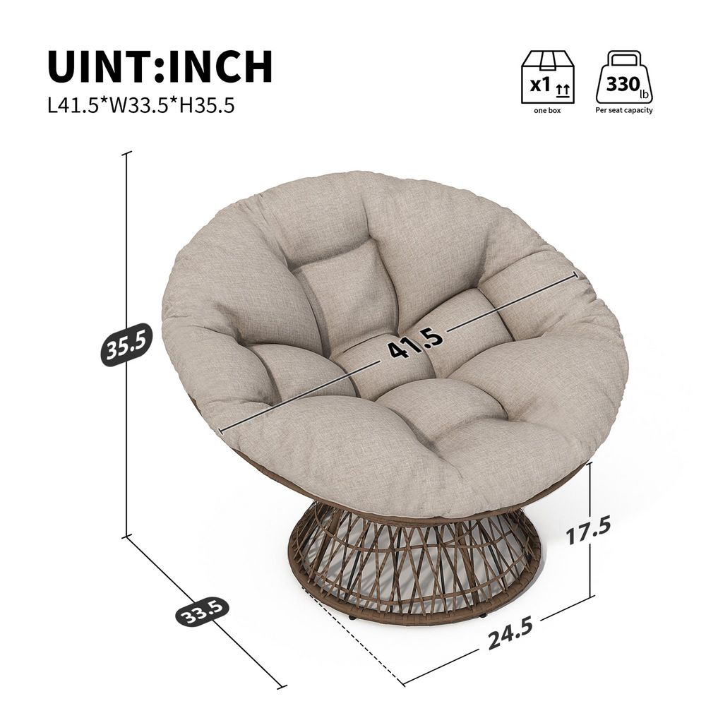 Buy farmhouse furniture Iron Frame Wicker Chair with Thick Cushion, Waterproof Cover - Modern Cottage Farmhouse Furniture