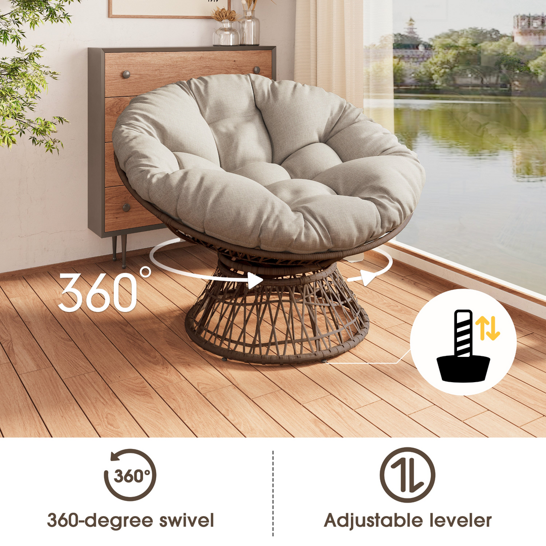 Buy farmhouse furniture Iron Frame Wicker Chair with Thick Cushion, Waterproof Cover - Modern Cottage Farmhouse Furniture